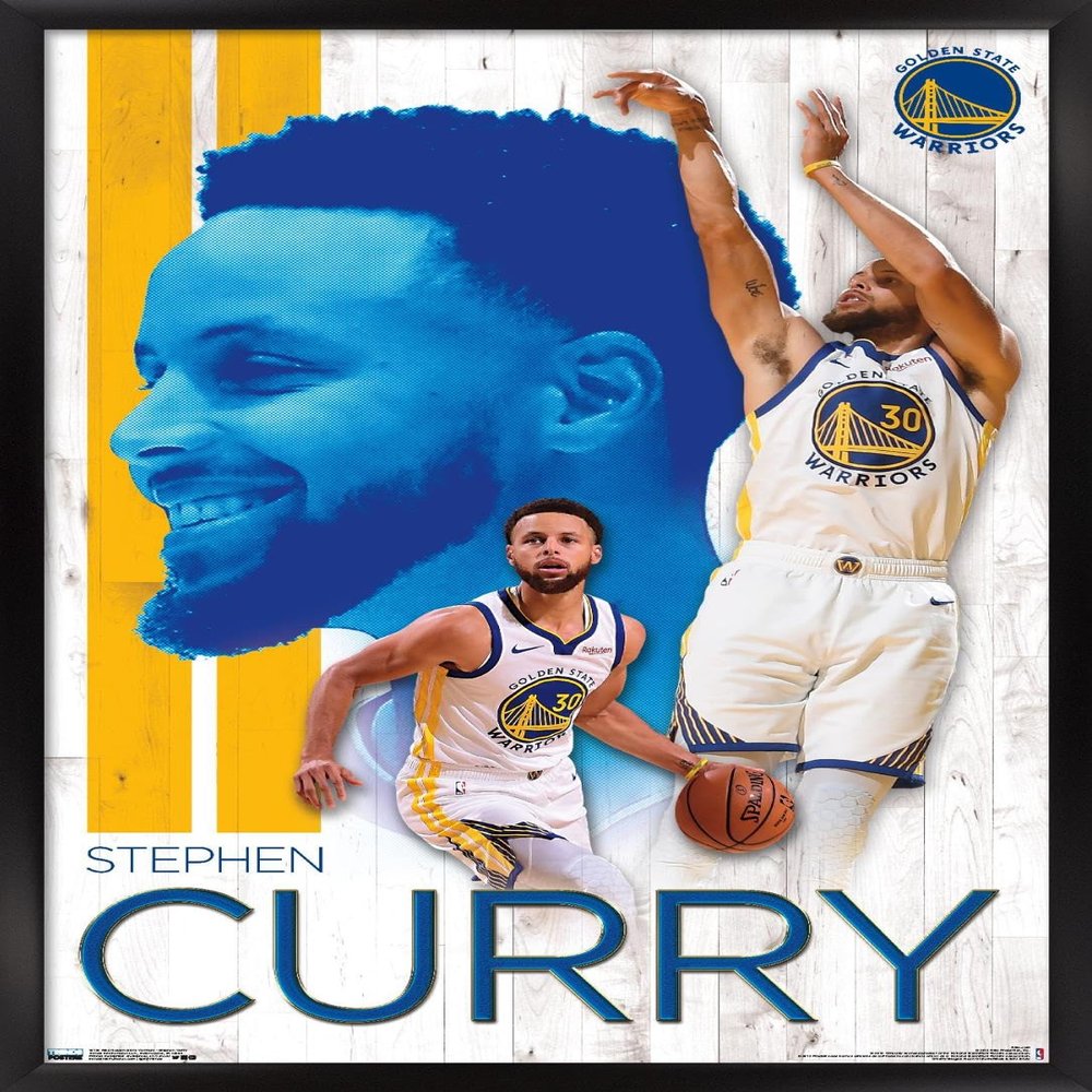 Trends International NBA Golden State Warriors - Stephen Curry 19 Wall Poster, 22.375" x 34", Black Framed Version