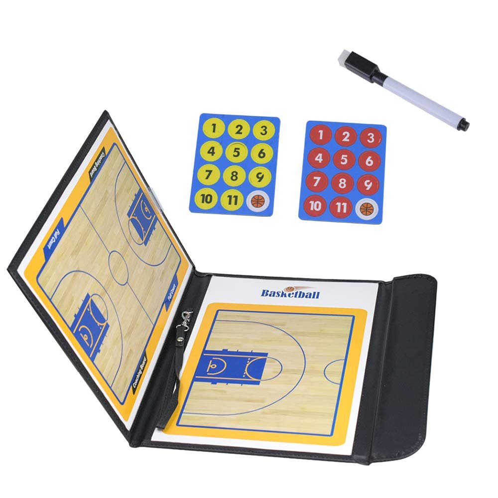 LHIABNN Leather Magnetic Basketball Dry Erase Coaching Board,Foldable Basketball Tactic Marker Coach Board with Marker Pen and Earser