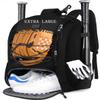 MATEIN Baseball Bag, Large Softball Bag with Shoe Compartment, Bat Bags for Men and Adult, Baseball Backpack with Fence Hook Hold TBall Bat, Batting Mitten, Helmet, Teeball Gear, Black view 1