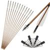 SHARROW 6pcs Archery 32inch Bamboo Arrows Shaft Hunting Practice Target Arrow 5" Turkey Feathers with Arrowhead for Recurve Bow Compound Bow (Types1, 6pcs) view 1