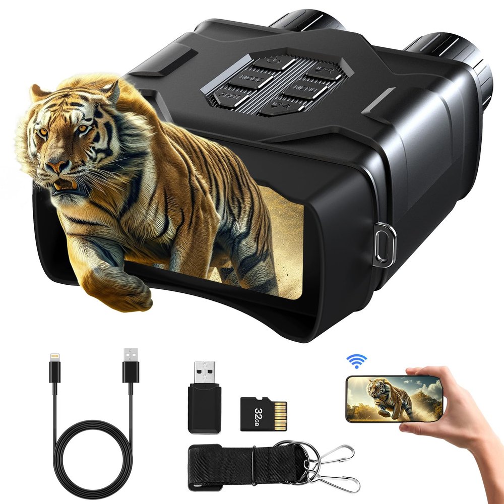 GTHUNDER Digital Night Vision Goggles Binoculars for Total DarknessFHD 1080P Infrared Digital Night Vision, 32GB Memory Card for Photo and Video StoragePerfect for Surveillance
