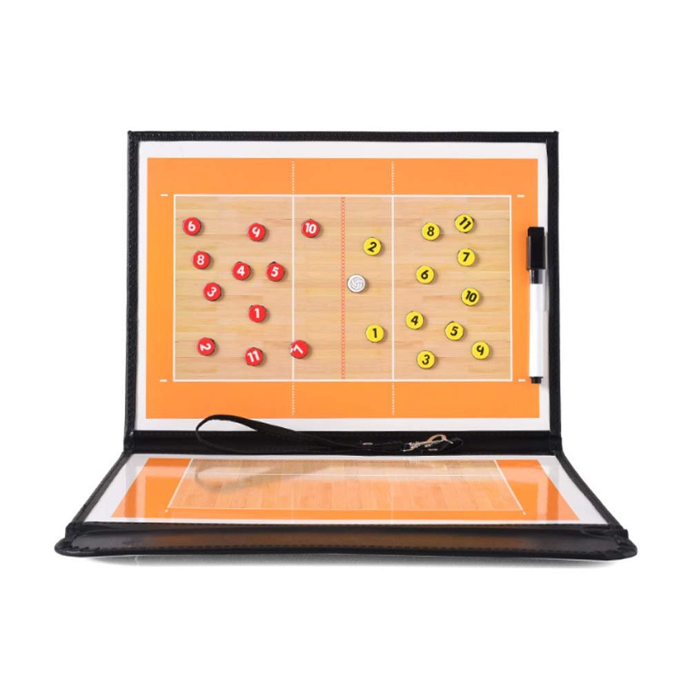 LHIABNN Leather Volleyball Coaching Board,Foldable Magnetic Tactic Marker Coaching Board with Marker Pen (Volleyball)