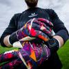 Renegade GK Limited Edition Rogue Slash Goalie Gloves with Pro-Tek Fingersaves | 4mm Giga Grip & Neoprene | Black, Purple, Gold Soccer Goalkeeper Gloves (Size 8, Youth-Adult, Neg. Cut, Level 4+) view 2