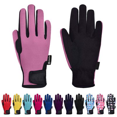 ChinFun Horse Riding Glove Equestrian Gloves Kids for Boys Girls Horseback Riding Gloves Grip for Youth Children Riding Sports Biking Cycling Gardening Pink Size S