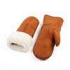 Zavelio Men's Shearling Fur Mittens  LWG Certified Premium Sheepskin Leather Warm Cold Weather Winter Mittens Medium Cognac view 3