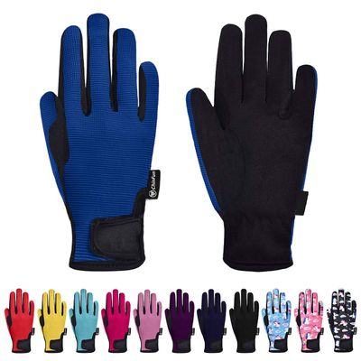 ChinFun Horse Riding Glove Equestrian Gloves Kids for Boys Girls Horseback Riding Gloves Grip for Youth Children Riding Sports Biking Cycling Gardening Royal Blue Size S