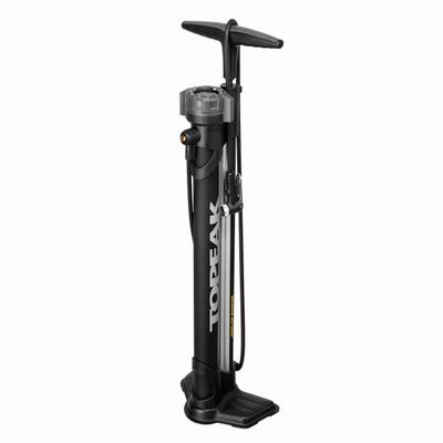 Topeak JoeBlow Booster Floor Pump, Black, 160 psi / 11 bar, Integrated Aluminum Air Chamber, Extra-Long Hose, Fits Presta and Schrader Valves