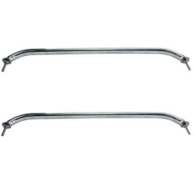 Amarine Made 2-Pack 12", 16", 18" Polished Stainless Heavy Duty Oval Boat Marine Grab Handle Hand Rail with Flange & Stud (18")