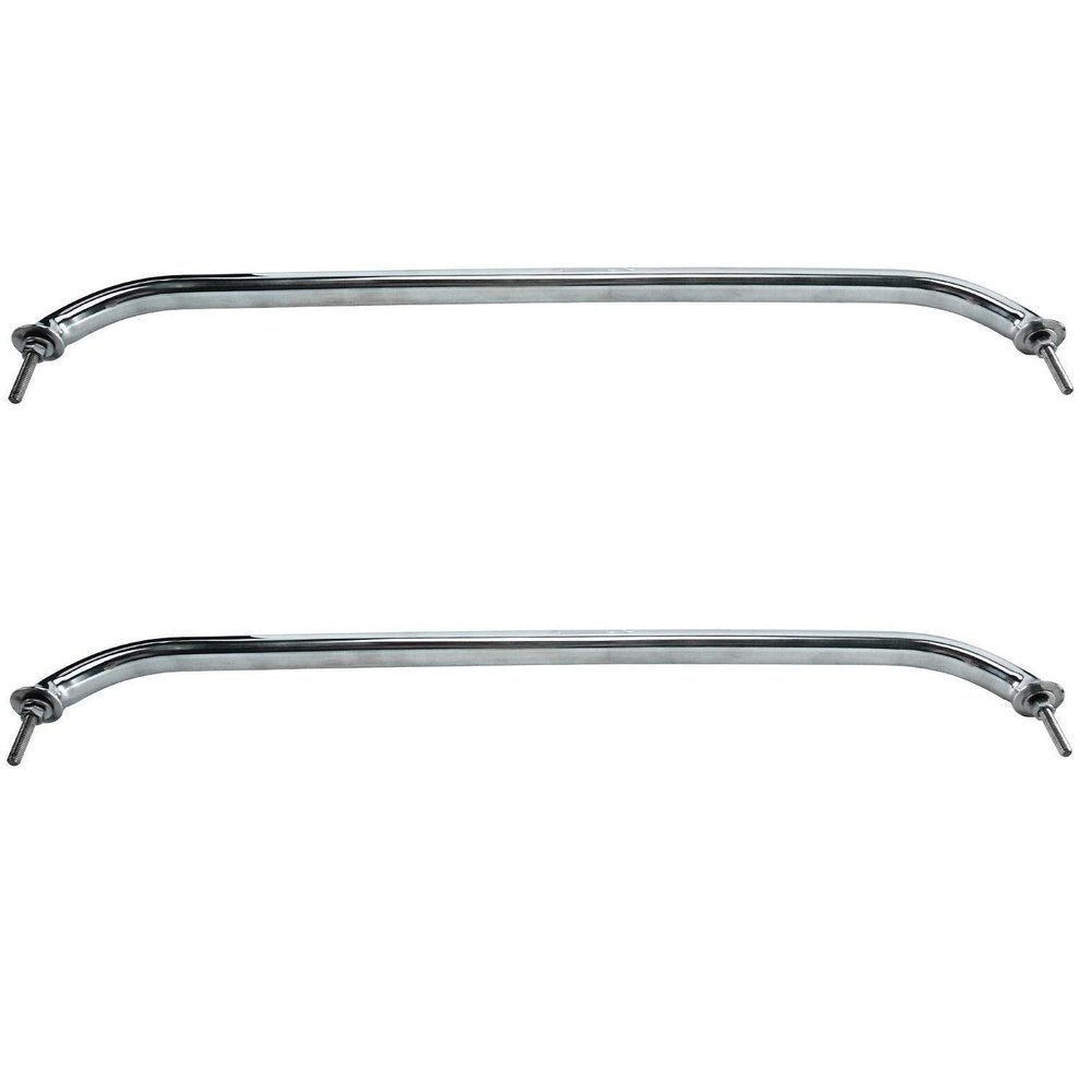 Amarine Made 2-Pack 12", 16", 18" Polished Stainless Heavy Duty Oval Boat Marine Grab Handle Hand Rail with Flange & Stud (18")