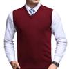 FULIER Mens Winter V-Neck Sleeveless Vest Classic Business Gentleman Knitwear Knitted Waistcoat Sweater Cardigans Tank Tops (M, Red) view 1