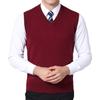 FULIER Mens Winter V-Neck Sleeveless Vest Classic Business Gentleman Knitwear Knitted Waistcoat Sweater Cardigans Tank Tops (M, Red) view 2