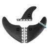 Surf Squared Twin Fin Set + Trailer Fin (2+1 Fins) - Solid Fiberglass for Lightweight Durability & Top Performance - Compatible with Futures Single Tab Surfboards, Shortboard, Fish - Black view 1