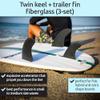 Surf Squared Twin Fin Set + Trailer Fin (2+1 Fins) - Solid Fiberglass for Lightweight Durability & Top Performance - Compatible with Futures Single Tab Surfboards, Shortboard, Fish - Black view 2
