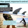 Surf Squared Twin Fin Set + Trailer Fin (2+1 Fins) - Solid Fiberglass for Lightweight Durability & Top Performance - Compatible with Futures Single Tab Surfboards, Shortboard, Fish - Black view 3