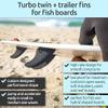 Surf Squared Twin Fin Set + Trailer Fin (2+1 Fins) - Solid Fiberglass for Lightweight Durability & Top Performance - Compatible with Futures Single Tab Surfboards, Shortboard, Fish - Black view 4