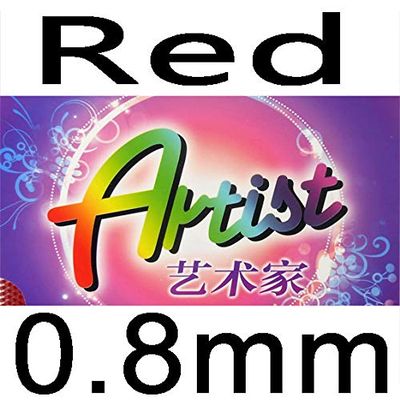 61second Artist Long Pips-Out Table Tennis (Ping Pong) Rubber with Sponge (red, 0.8)