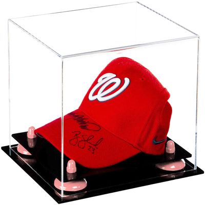 Better Display Cases Acrylic Baseball Cap Display Case with Clear, Pink Risers and Black Base (A006/V21)