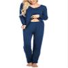 Ekouaer Womens Pajama Sets 2 Piece Lounge Set Fall Winter Pajamas Long Sleeve Pjs Top and Pants Soft Pj Sets Loose Sleepwear Navy Blue view 2