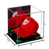 Better Display Cases Acrylic Baseball Cap Display Case with Mirror, Green Risers and Black Base (A006/V21) view 2