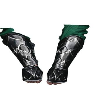 Blackened Steel Pair of Bracers, Dwarven Srmor for Arm Protection, Dwarf Cosplay, LARP Clothing, Medieval Knight, Fantasy Armor Costume