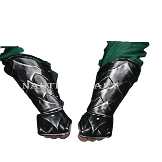 Blackened Steel Pair of Bracers, Dwarven Srmor for Arm Protection, Dwarf Cosplay, LARP Clothing, Medieval Knight, Fantasy Armor Costume