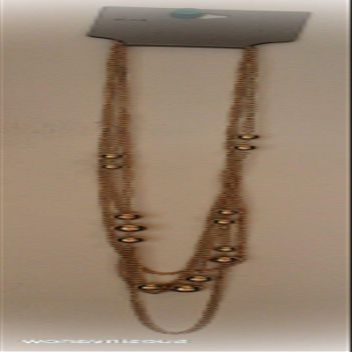 Goldtone Gold Ball Chain Statement Chunky Pendant Rhinestone Necklace for Women 26" Sweater Blouse Dress Casual