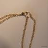 Goldtone Gold Ball Chain Statement Chunky Pendant Rhinestone Necklace for Women 26" Sweater Blouse Dress Casual view 3