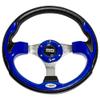 Huskey 12.5 Inch Cobalt Blue Golf Cart Steering Wheel Compatible with Club Car,EZGO/Yamaha,Racing Style,Classic SS Center Logo, Aluminum Spokes and Anti-Slip Grip(Adapter Required and Sold Separately) view 1