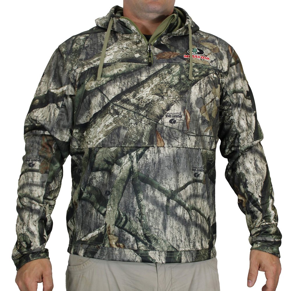 EHG Elite Teton 1/4 Zip 4 Pocket Camo Fleece Hunting Hoodie (MO Treestand, S)