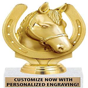 Crown Awards Horse Trophies - 6" Gold Horseshoe Trophy On White Marble Base - 50 Pack
