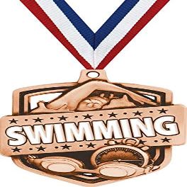 2.25" Bronze Admiral Swimming Medals, Bronze Swimming Medal with Free Neck Ribbon, 10 Pack Prime