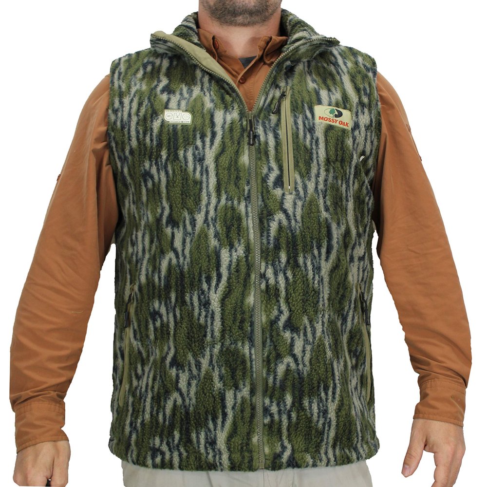 EHG Elite Wasatch Sherpa Fleece Camo Ultra Quiet Camo Hunting Vest (MO Bottomland, M)