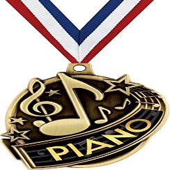 2.3" Gold Kudos Music Piano Medals, 1st Place Piano Award 50 Pack Prime