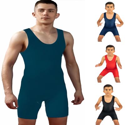 4 Time All American Wrestling Singlet: Black, Navy Blue, Red, Teal sizes 4XS-5XL (XXS/YL 51-70 lbs., TEAL)