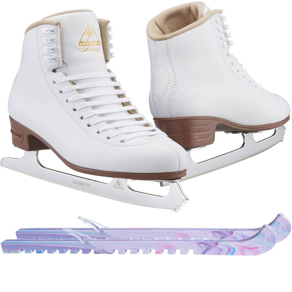 Jackson Ultima Figure Ice Skates Artiste JS1790 / Narrow/Adult 7.5 Bundle with Guardog Skate Guards
