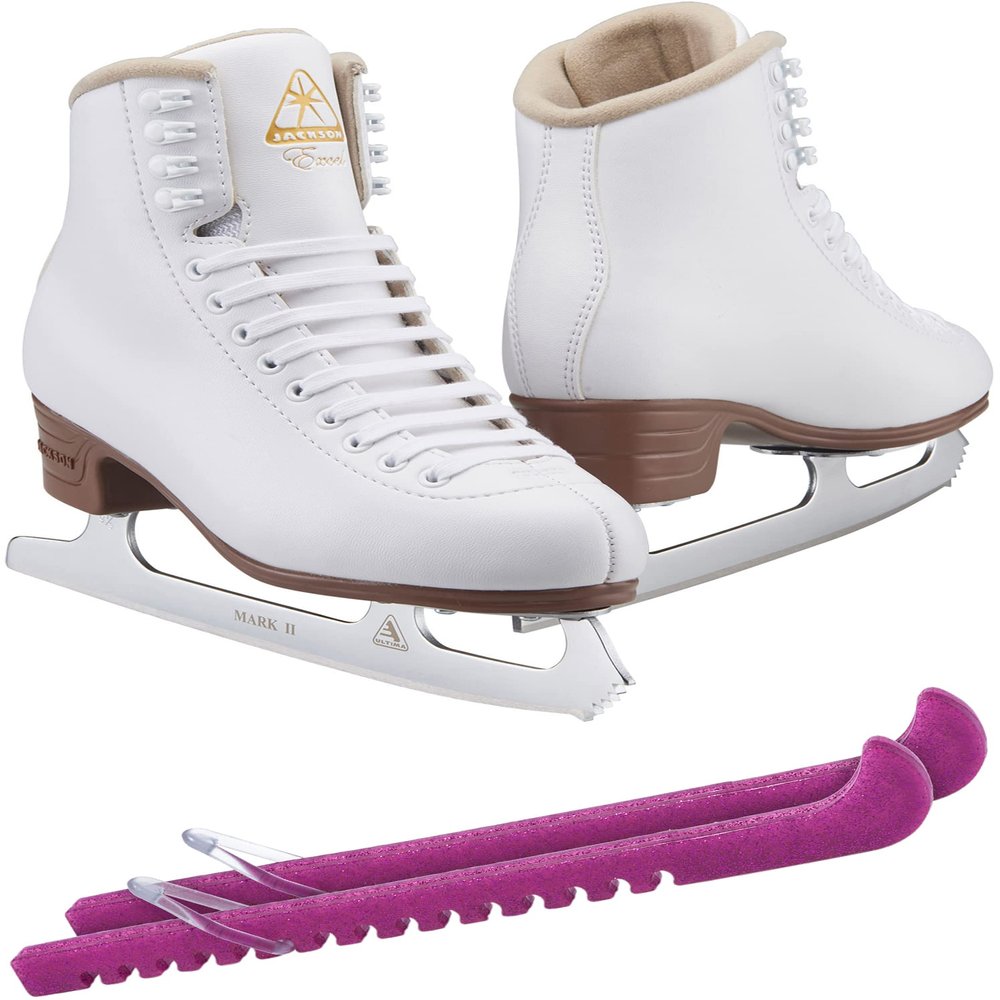Jackson Ultima Figure Ice Skates EXCEL JS1290 / Medium to Wide/Adult 6.5 Bundle with Guardog Skate Guards
