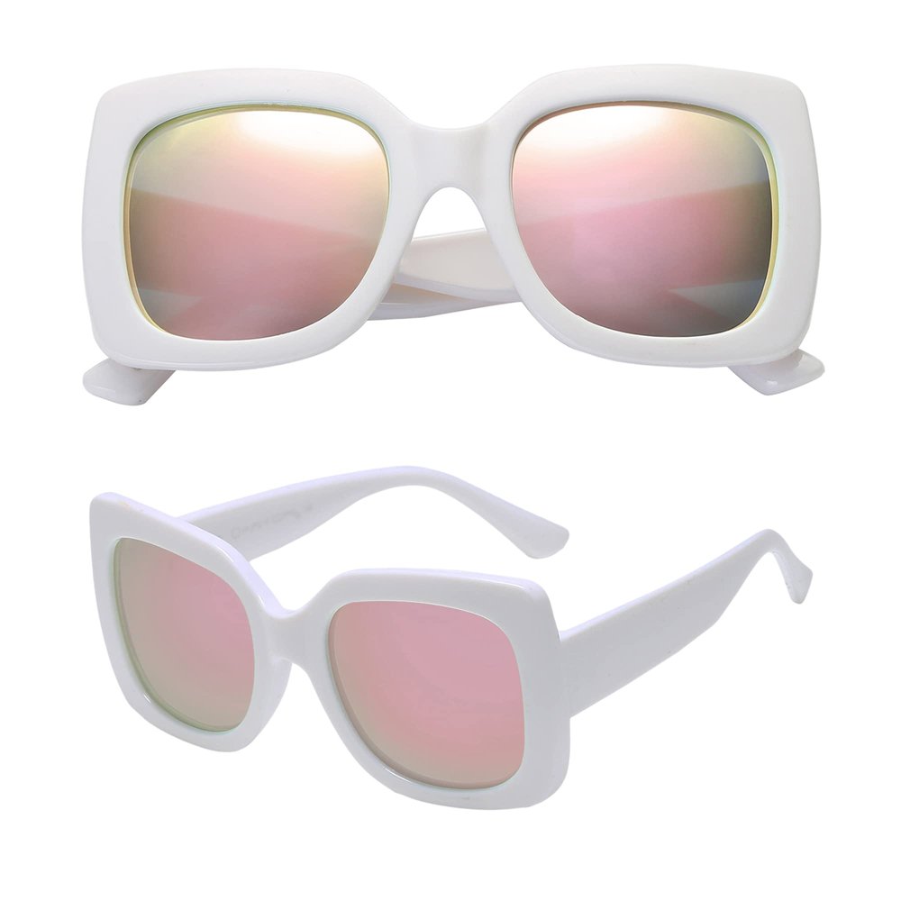 PolarSpex Girls Elastic Square Oversized Kids Polarized Sunglasses - BPA Free