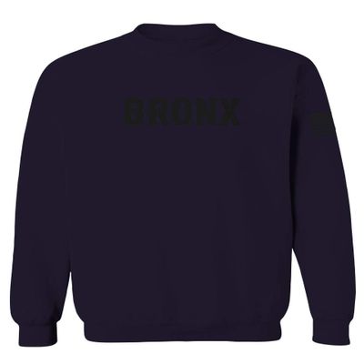 Black Fonts New York Bronx NYC Cool City Street wear Hip hop Men's Crewneck Sweatshirt (Navy Medium)