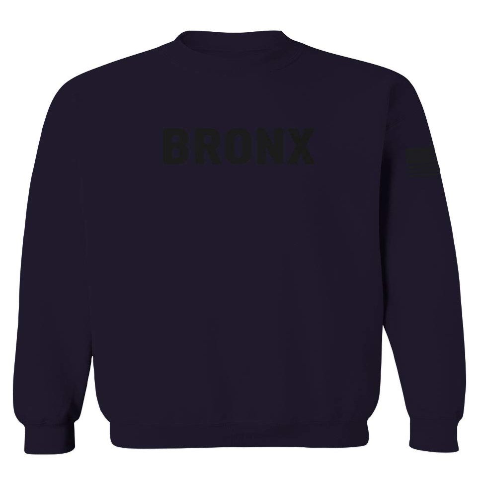 Black Fonts New York Bronx NYC Cool City Street wear Hip hop Men's Crewneck Sweatshirt (Navy Medium)