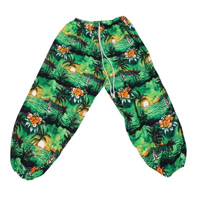Full Funk Summer Gypsy Slav Light Rayon Elastic Waist Lazy Ottoman Pants, XXXX-Large, Coconut Mountain Sea Green