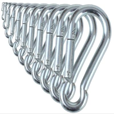 Branded Boards Black & Silver Zinc-Galvanized Heavy Duty Bushcraft Carabiner Spring Snap Clip Link Hooks 200-500lb Load 2, 6 & 12 Packs (Silver-5cm-12 Pack)