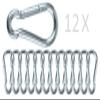 Branded Boards Black & Silver Zinc-Galvanized Heavy Duty Bushcraft Carabiner Spring Snap Clip Link Hooks 200-500lb Load 2, 6 & 12 Packs (Silver-5cm-12 Pack) view 2
