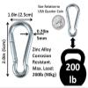 Branded Boards Black & Silver Zinc-Galvanized Heavy Duty Bushcraft Carabiner Spring Snap Clip Link Hooks 200-500lb Load 2, 6 & 12 Packs (Silver-5cm-12 Pack) view 3