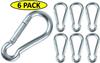 Branded Boards Black & Silver Zinc-Galvanized Heavy Duty Bushcraft Carabiner Spring Snap Clip Link Hooks 200-500lb Load 2, 6 & 12 Packs (Silver-7cm-6 Pack) view 2