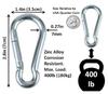 Branded Boards Black & Silver Zinc-Galvanized Heavy Duty Bushcraft Carabiner Spring Snap Clip Link Hooks 200-500lb Load 2, 6 & 12 Packs (Silver-7cm-6 Pack) view 3