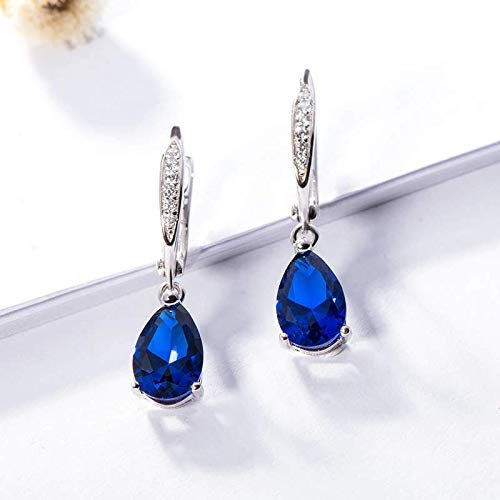Bansriracha Genuine 925 Sterling Silver Clip Earrings for Women Blue Sapphire Gemstone Earrings Jewelry Wedding Birthstone Gift 4.8