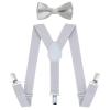 AWAYTR Child Kids Suspenders Bowtie Set - Adjustable Suspender Set for Boys and Girls (Light Gray, 30Inches (6 Years to 5 Feet Tall) view 1