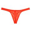 JAXFSTK Men's Jacquard G-string Underpants Low-rise See-through T-back Mesh Thong Orange Red L view 1
