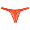 JAXFSTK Men's Jacquard G-string Underpants Low-rise See-through T-back Mesh Thong Orange Red L view 3