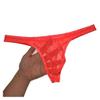 JAXFSTK Men's Jacquard G-string Underpants Low-rise See-through T-back Mesh Thong Orange Red L view 4